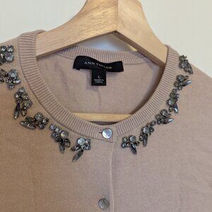 Ann Taylor Cardigan with Rhinestone Collar, Size L